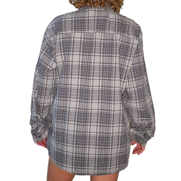 Columbia Size X Large Plaid Long Sleeve Button Up Grey Unisex - Picture 2 of 4